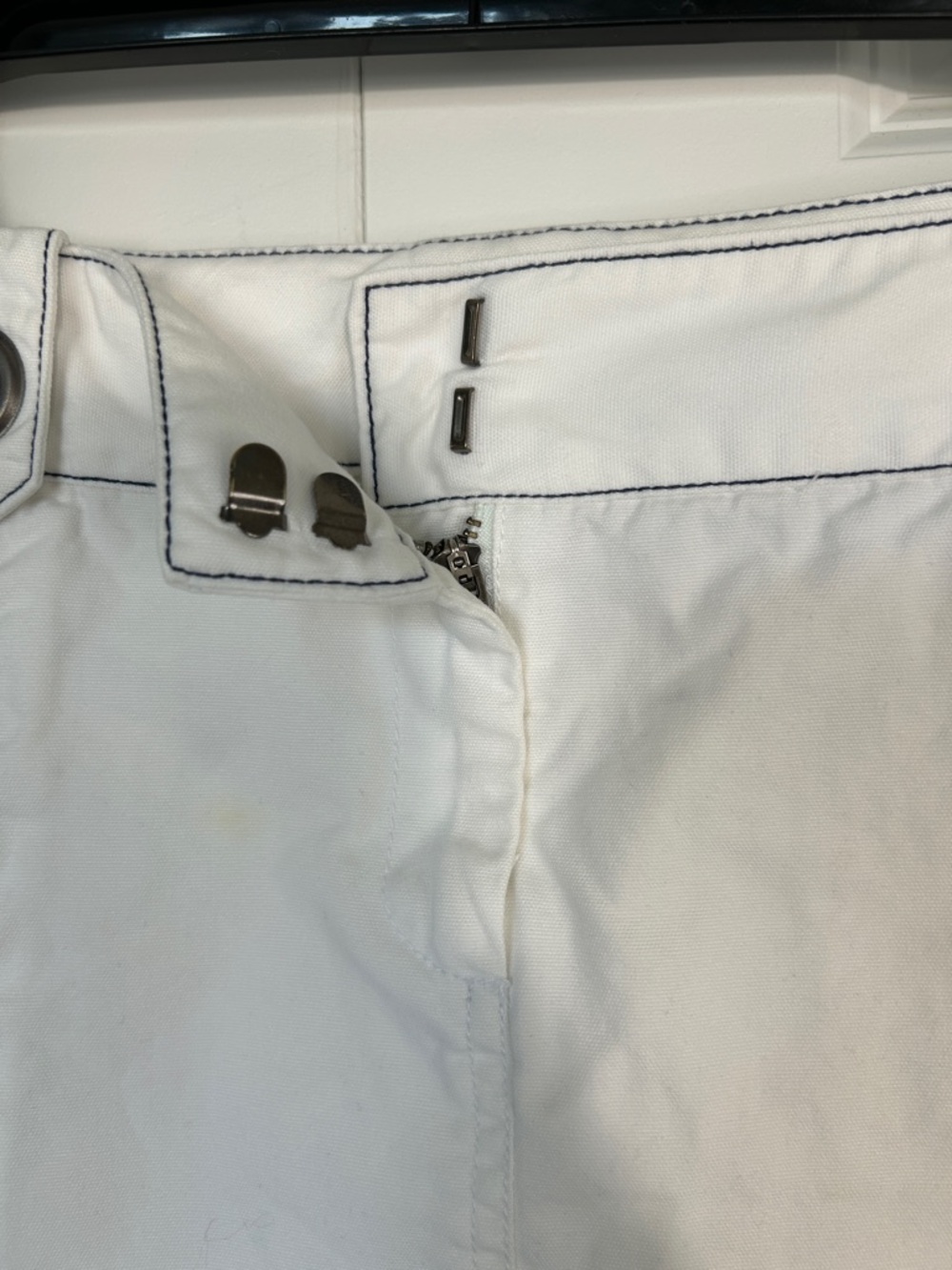 CAbi White A-Line Skirt with Navy Contrast Stitching - Picture 4 of 8
